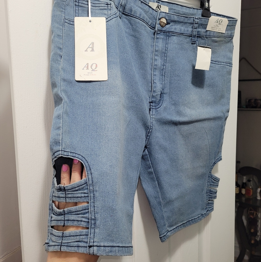 Light Blue side detail Jean shorts